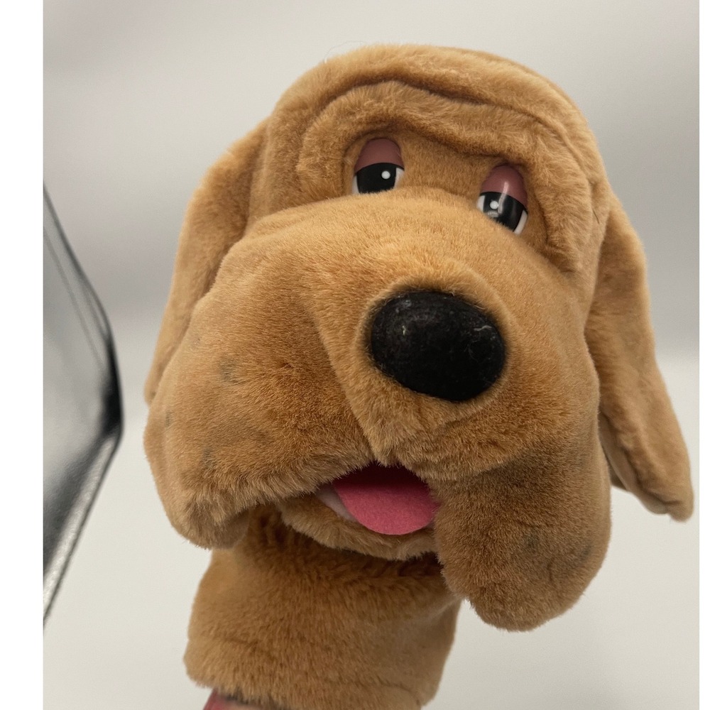 Vintage Plush Hound Dog Hand Puppet Tan Faux Fur Movable Mouth Bloodhound 10.5in - Picture 6 of 10